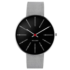 Arne Jacobsen Bankers 40mm 53105-2008 | Herreure I Stål | Herreure Med Lænke