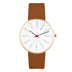 Arne Jacobsen Bankers 34mm 53107-1617G | Dame Dameure Med Rem | Dameure I Gulddouble