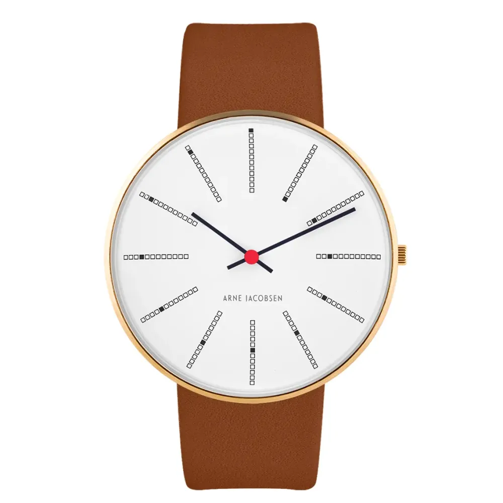Arne Jacobsen Bankers 40mm 53108-2017G | Dame Dameure Med Rem | Dameure I Gulddouble