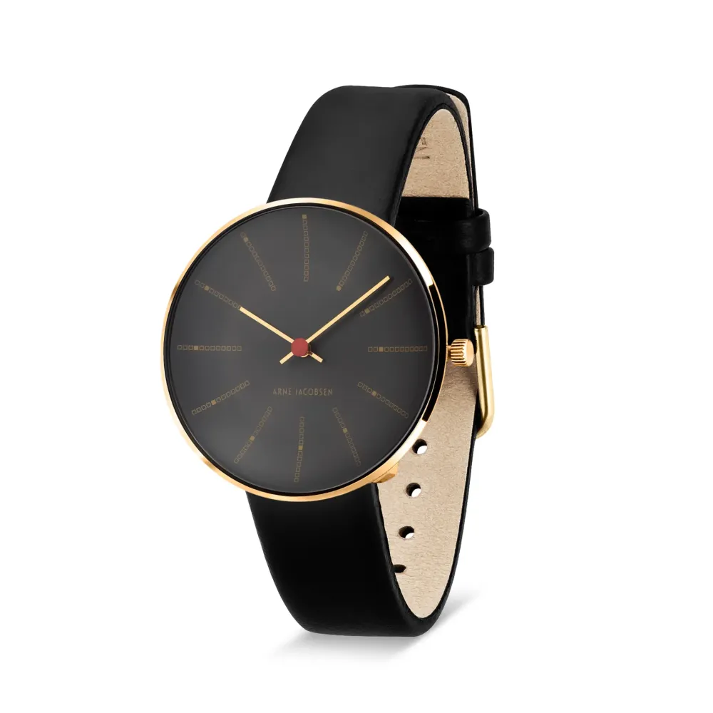Arne Jacobsen Bankers 34mm 53109-1601G | Dame Dameure Med Rem | Dameure I Gulddouble