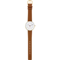 Arne Jacobsen Bankers 34mm 53107-1617G | Dame Dameure Med Rem | Dameure I Gulddouble
