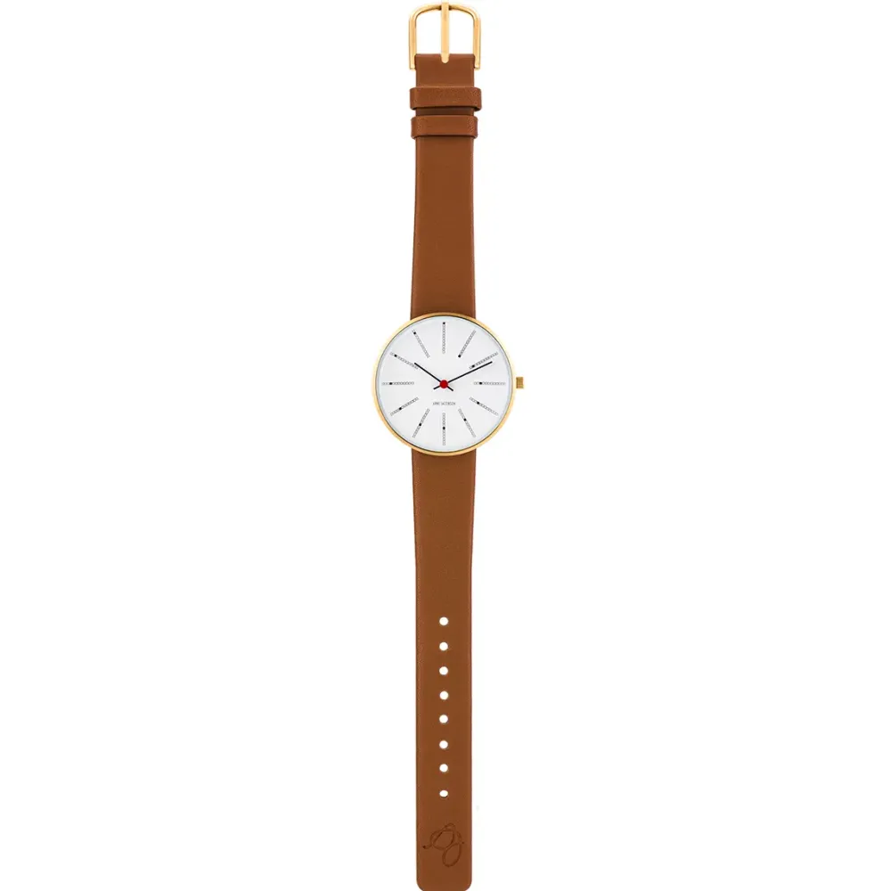 Arne Jacobsen Bankers 34mm 53107-1617G | Dame Dameure Med Rem | Dameure I Gulddouble