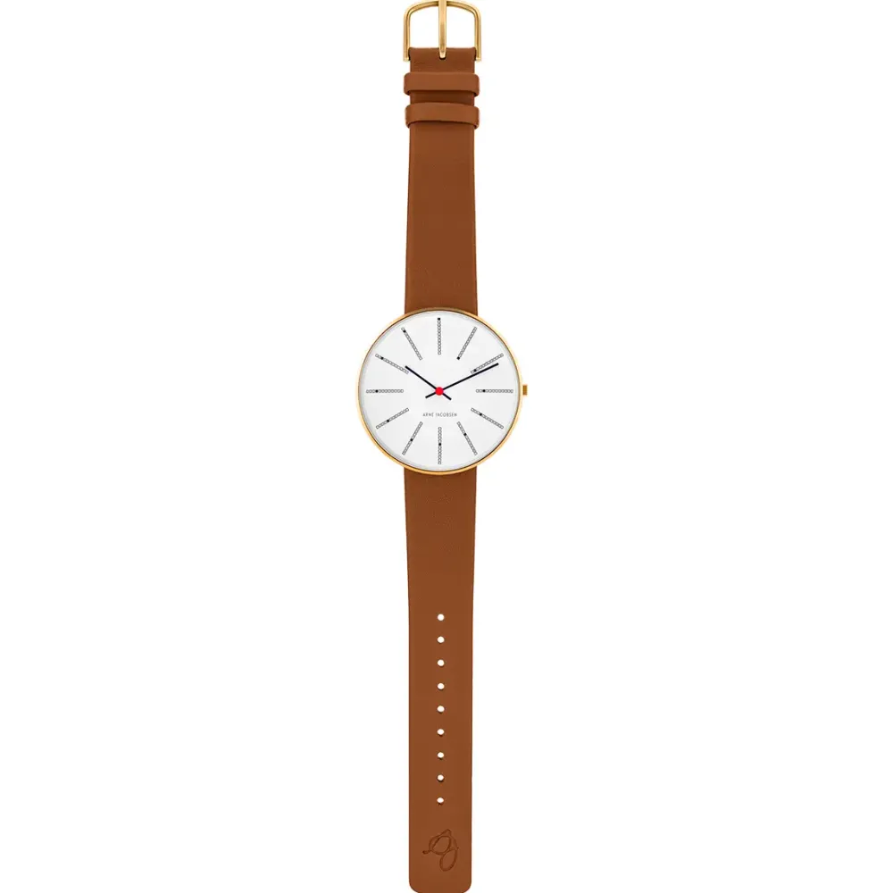 Arne Jacobsen Bankers 40mm 53108-2017G | Dame Dameure Med Rem | Dameure I Gulddouble