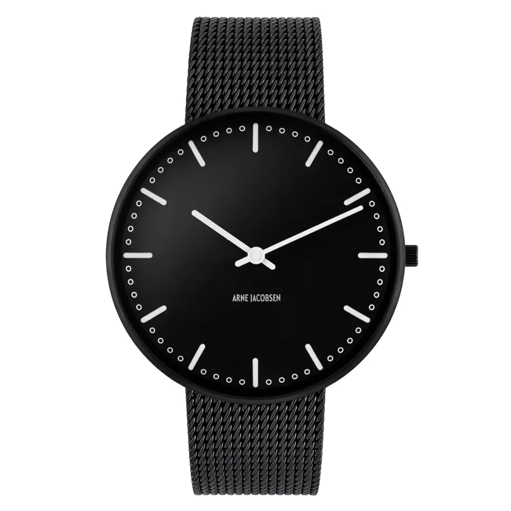 Arne Jacobsen City Hall 40mm 53205B-2010 | Herreure I Stål | Herreure Med Lænke