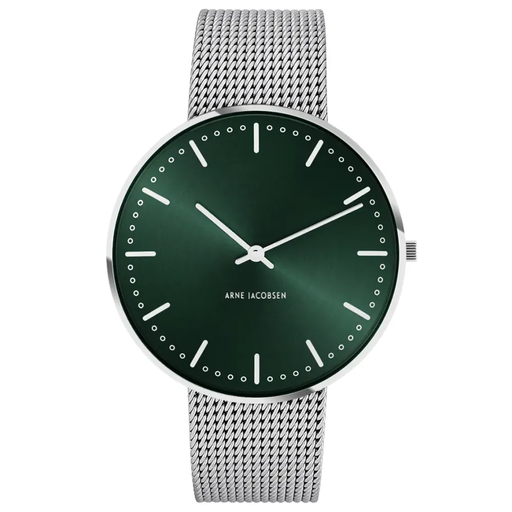 Arne Jacobsen City Hall 40mm 53209-2008 | Dame Dameure I Stål | Herreure Med Lænke