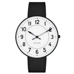 Arne Jacobsen Station 40mm 53412-2010 | Herreure I Stål | Herreure Med Lænke