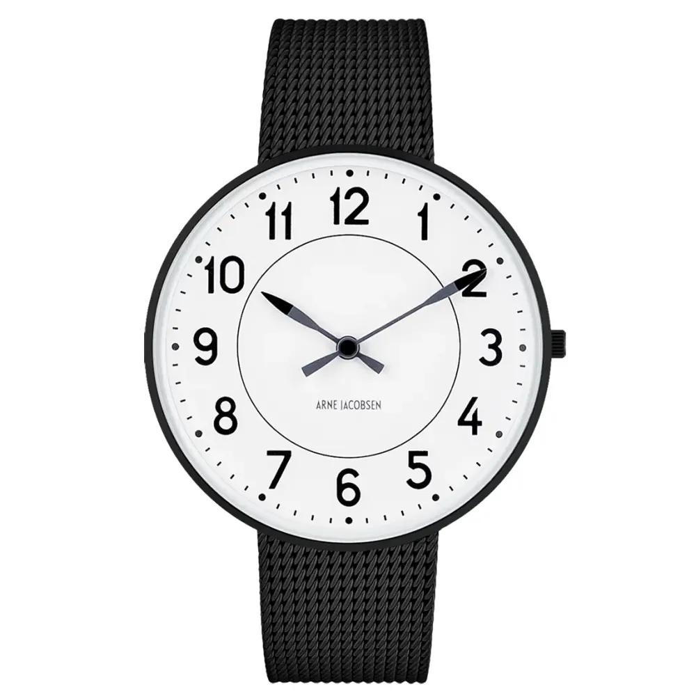 Arne Jacobsen Station 40mm 53412-2010 | Herreure I Stål | Herreure Med Lænke