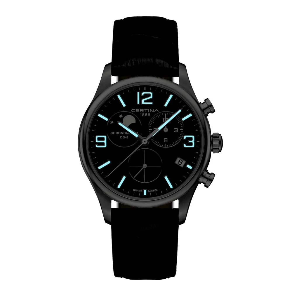 Certina ure Certina DS-8 Chronograph Moon Phase C033.460.16.047.00 | Herreure Med Rem | Herreure I Stål