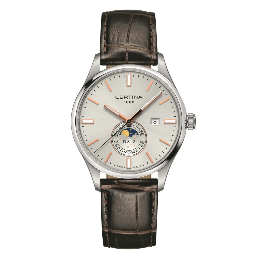 Certina ure Certina DS-8 Moon Phase C033.457.16.031.00 | Herreure Med Rem | Herreure I Stål