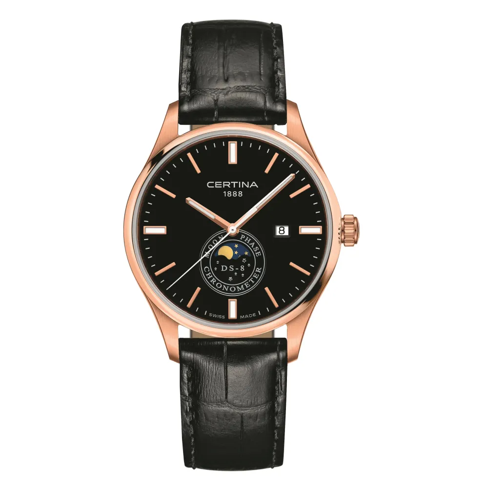 Certina ure Certina DS-8 Moon Phase C033.457.36.051.00 | Herreure Med Rem | Herreure I Gulddouble