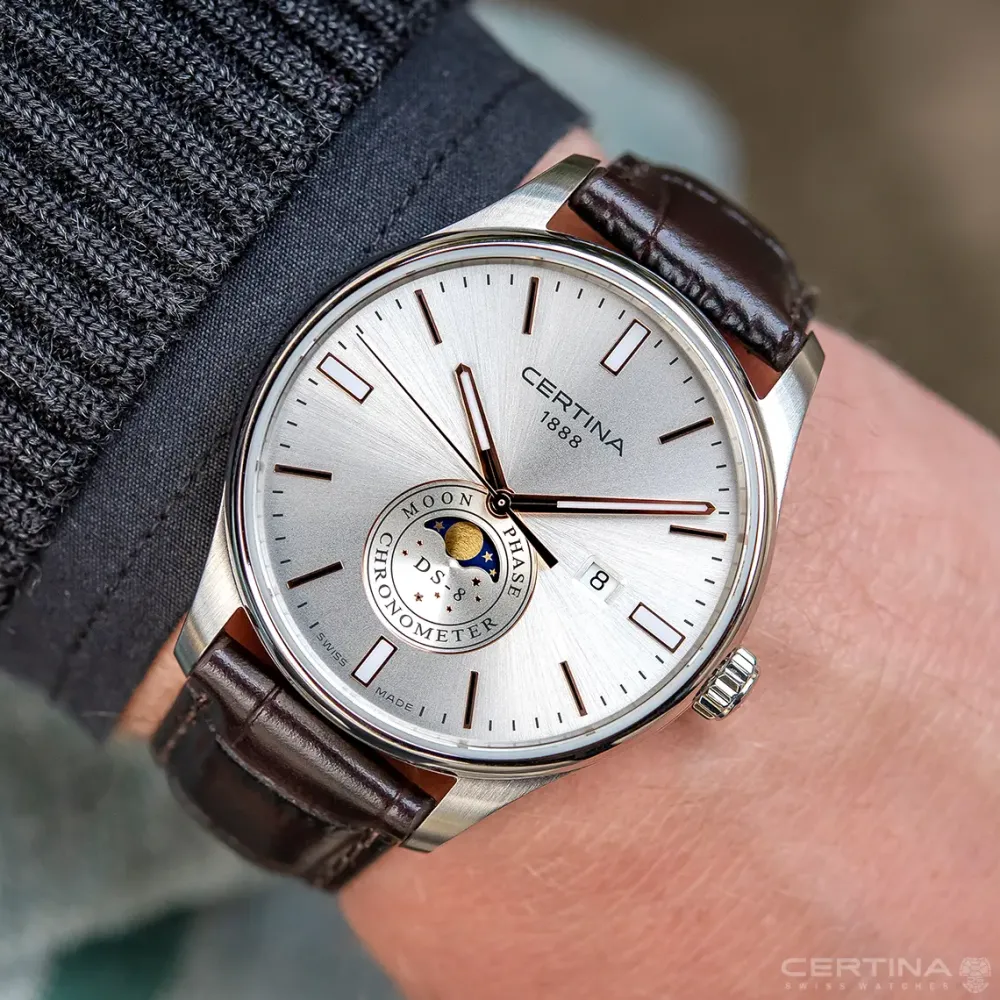 Certina ure Certina DS-8 Moon Phase C033.457.16.031.00 | Herreure Med Rem | Herreure I Stål