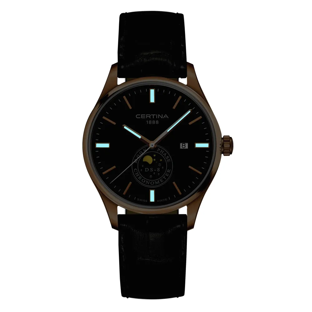 Certina ure Certina DS-8 Moon Phase C033.457.36.051.00 | Herreure Med Rem | Herreure I Gulddouble