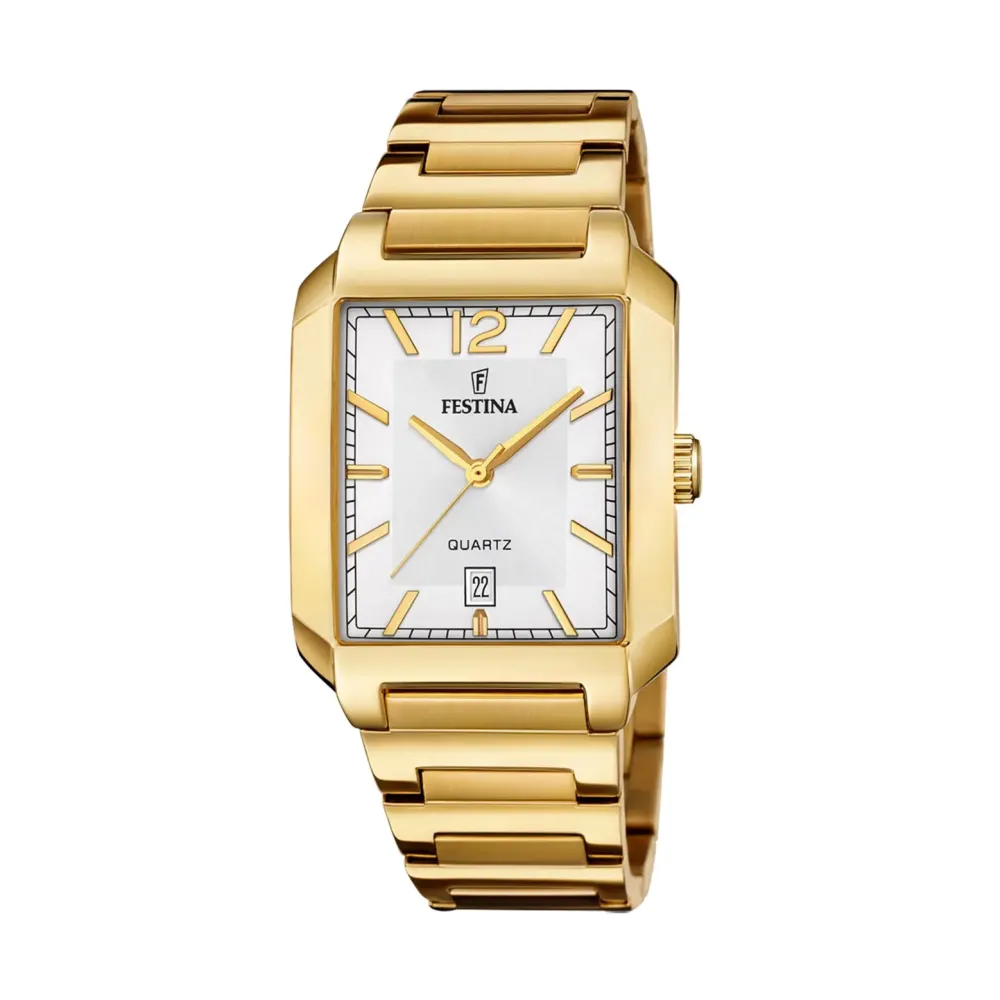Festina ure Festina On the Square F20678/2 | Herreure Med Lænke | Herreure I Gulddouble