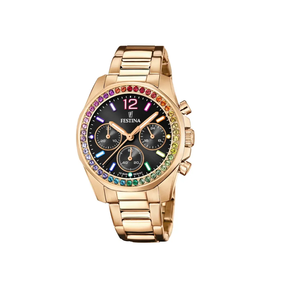 Festina ure Festina Rainbow F20639/3 | Dame Dameure Med Lænke | Dameure I Gulddouble