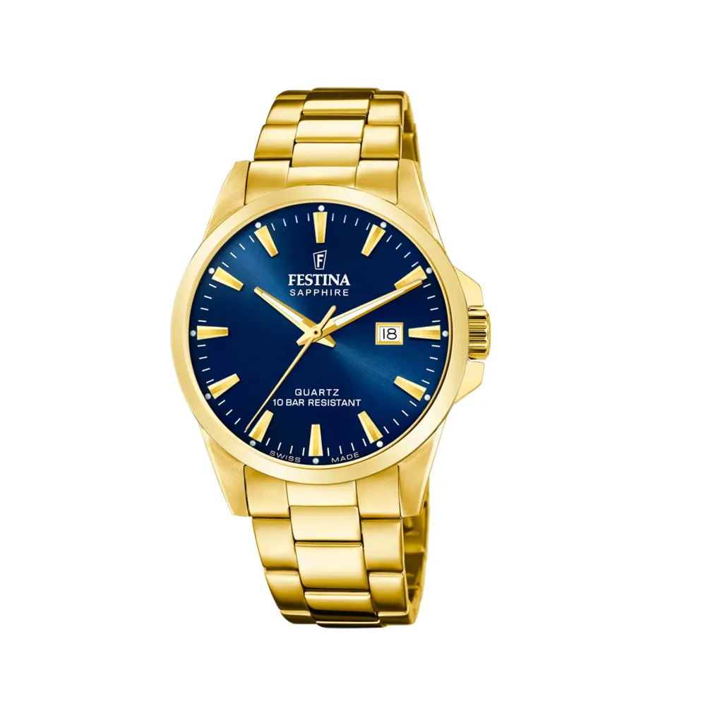 Festina ure Festina Swiss Made F20044/3 | Herreure Med Lænke | Herreure I Gulddouble