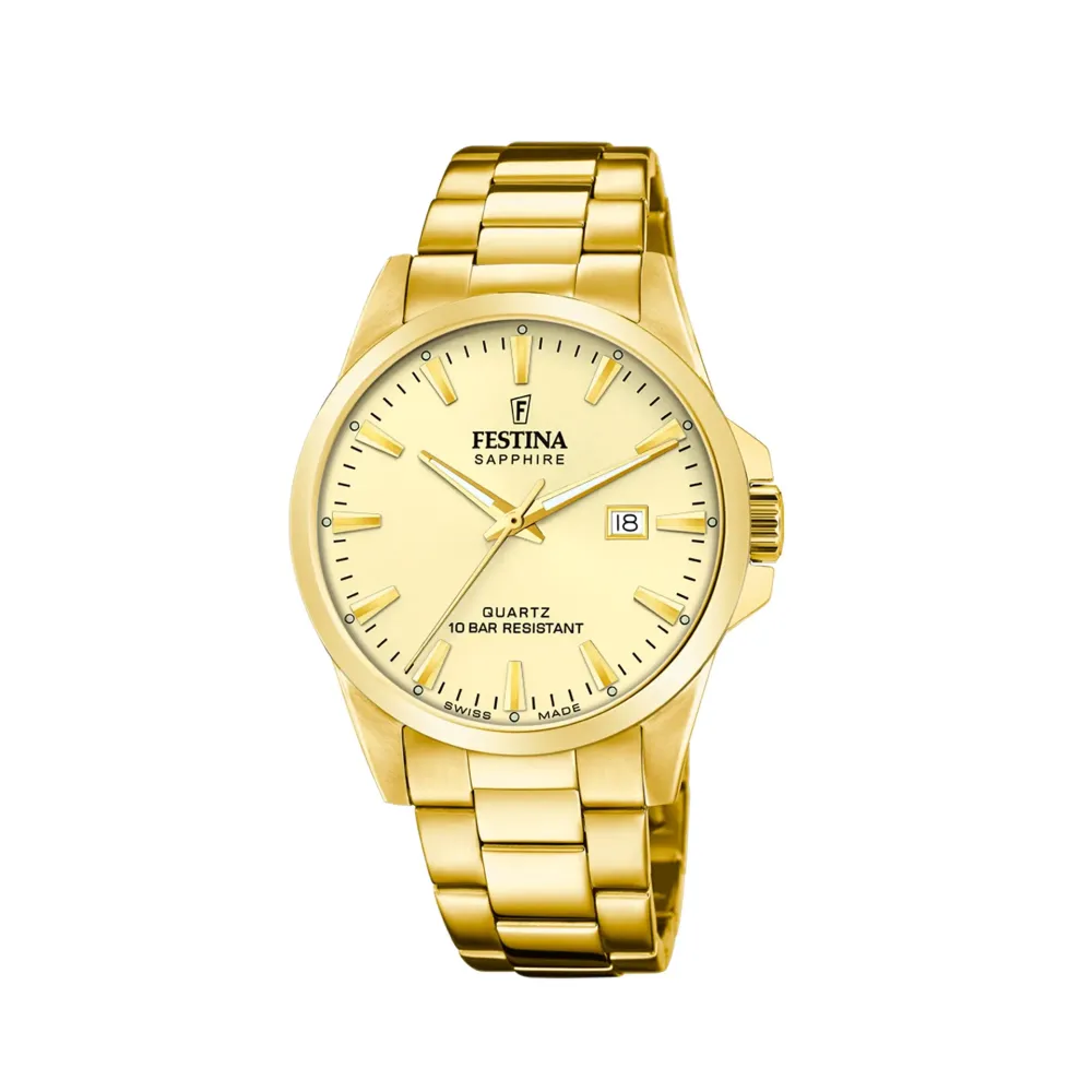 Festina ure Festina Swiss Made F20044/4 | Herreure Med Lænke | Herreure I Gulddouble