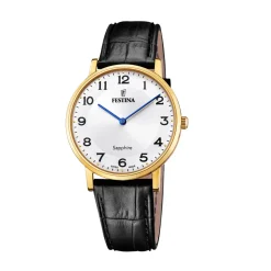 Festina ure Festina Swiss Made F20016/5 | Herreure Med Rem | Herreure I Gulddouble