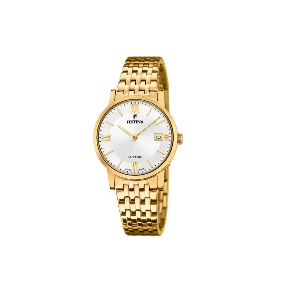 Festina ure Festina Swiss Made F20021/1 | Dame Dameure Med Lænke | Dameure I Gulddouble
