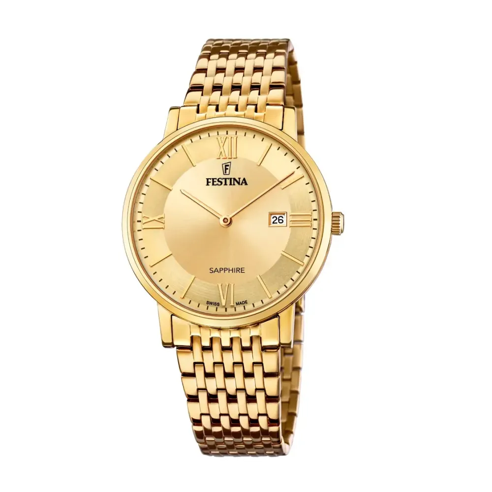 Festina ure Festina Swiss Made F20020/2 | Herreure Med Lænke | Herreure I Gulddouble