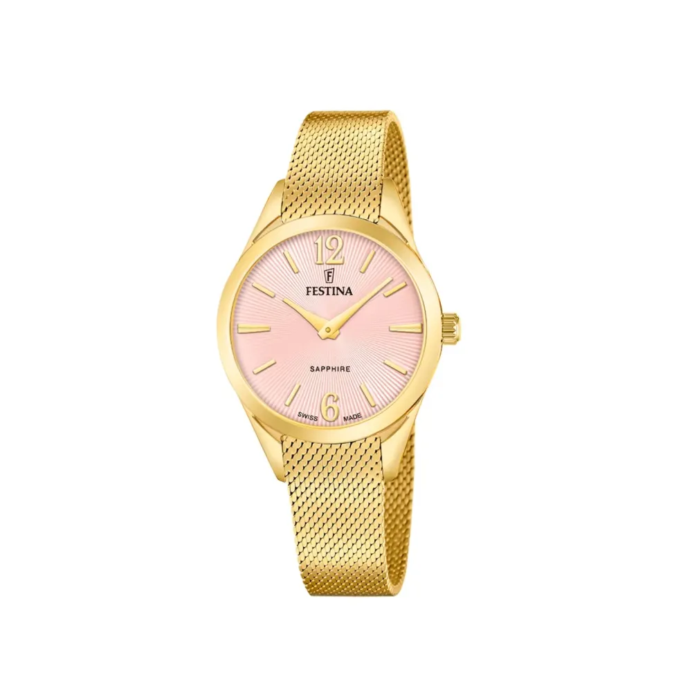 Festina ure Festina Swiss Made Grace F20077/2 | Dame Dameure Med Lænke | Dameure I Gulddouble