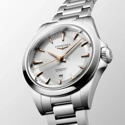 Longines Conquest 30mm L3.320.4.72.6 | Dame Dameure Med Lænke | Dameure I Stål