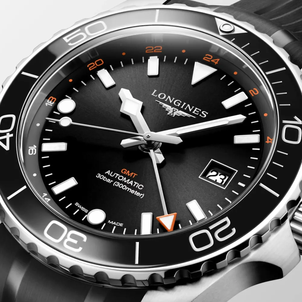 Longines HydroConquest GMT 43mm L3.890.4.56.9 | Herreure Med Rem | Herreure I Stål