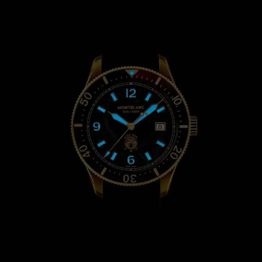 Mont Blanc 1858 Iced Sea Automatic 41mm 133300 | Herreure Med Rem | Herreure I Gulddouble