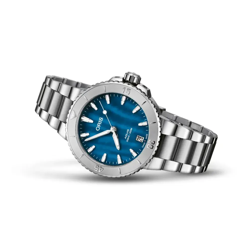 Oris ure Oris Aquis Date 36,5mm 733 7770 4155MB | Dame Dameure Med Lænke | Dameure I Stål