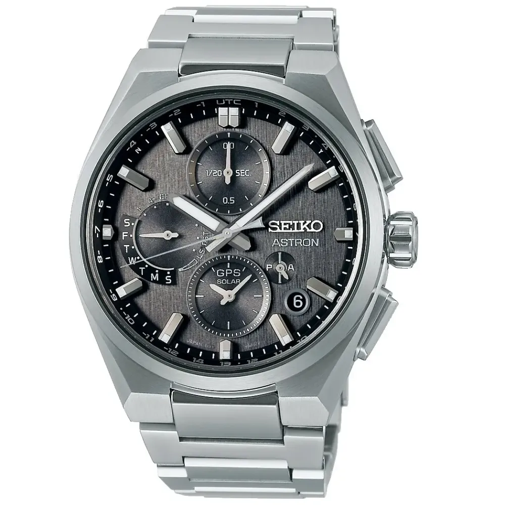 Seiko GPS Solar 5X83 Dual-Time Chronograph SSH163J1 | Herreure Med Lænke | Herreure I Titanium