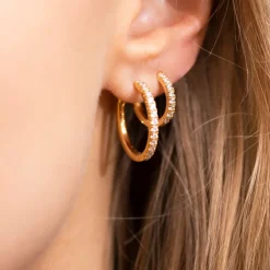 Sif Jakobs Jewellery Sif Jakobs Ellera X-Grande øreringe SJ-E22030-CZ-SG | Øreringe | Forgyldte Sølvsmykker