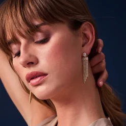 Sif Jakobs Jewellery Sif Jakobs Ellisse Lungo Piccolo øreringe SJ-E2327-CZ-YG | Forgyldte Sølvsmykker
