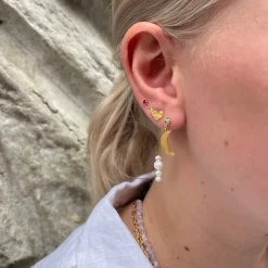 STINE A Jewelry Big Dot Bella Moon ørering 1307-02-Blue | Øreringe | Forgyldte Sølvsmykker