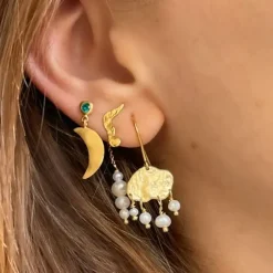 STINE A Jewelry Big Gold Splash Elegant Pearls ørering 1308-02 | Øreringe | Forgyldte Sølvsmykker