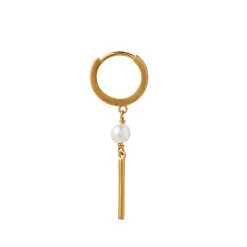 STINE A Jewelry Huggie with pin and pearl ørering 1300-02 | Øreringe | Forgyldte Sølvsmykker