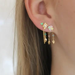 STINE A Jewelry Love Heart Clover ørering 1296-02 | Øreringe | Forgyldte Sølvsmykker