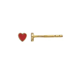 STINE A Jewelry Petit Love Heart ørering 1181-02-Red | Øreringe | Forgyldte Sølvsmykker