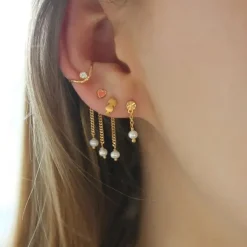 STINE A Jewelry Tres Petit Etoile with Pearl ørering 1283-02 | Øreringe | Forgyldte Sølvsmykker