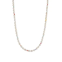 STINE A Jewelry White Pearls and Candy Stones halskæde 2020-02 | Halskæder | Forgyldte Sølvsmykker