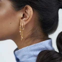 byBiehl smykker ByBiehl Jungle Ivy Hoops Pearl øreringe 4-3108P-GP| Forgyldte Sølvsmykker|Øreringe