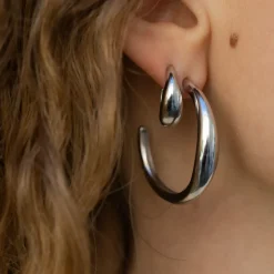 byBiehl smykker ByBiehl Ocean Flow Hoops XL Polished øreringe 4-4207P-R| Sølvsmykker|Øreringe