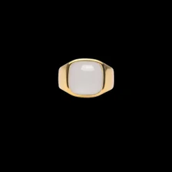 IX Studios smykker IX Studios Cushion Signet ring Monstone DMN0282GDMO| Forgyldte Sølvsmykker|Ringe