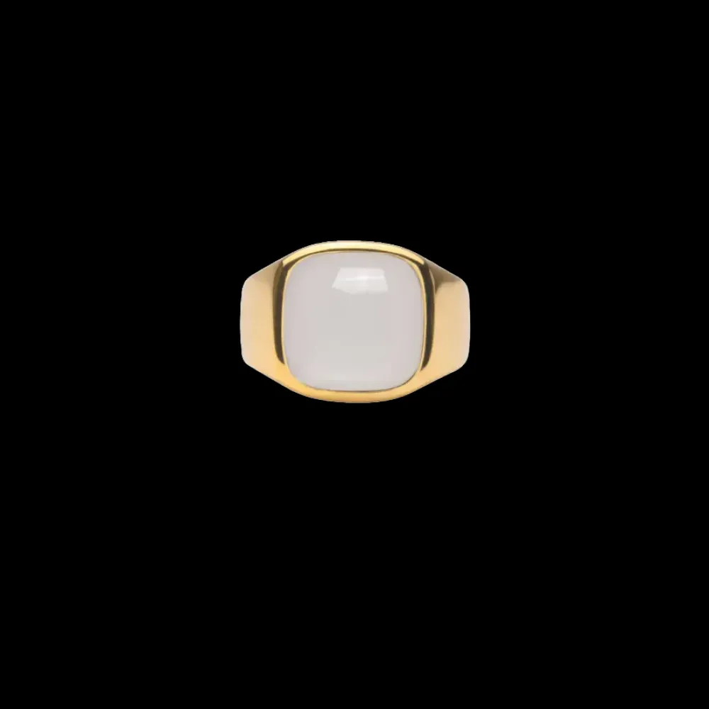 IX Studios smykker IX Studios Cushion Signet ring Monstone DMN0282GDMO| Forgyldte Sølvsmykker|Ringe