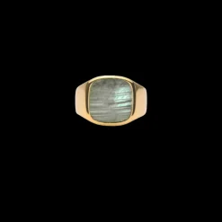 IX Studios smykker IX Studios Cushion Signet ring Labradorite DMN0282GDGL| Forgyldte Sølvsmykker|Ringe