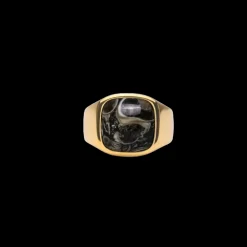 IX Studios smykker IX Studios Cushion Signet ring Turtle Agate DMN0282GDTA| Herresmykker|Ringe
