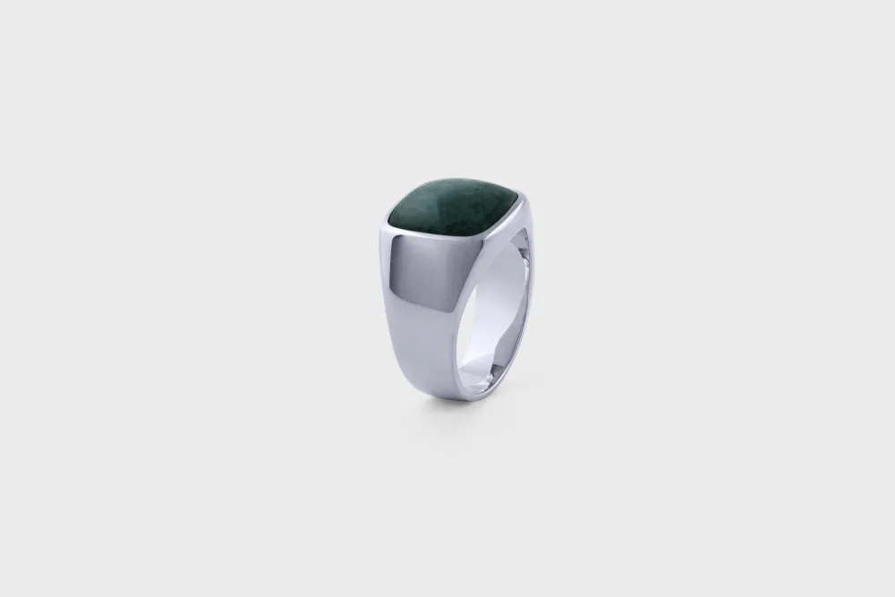 IX Studios smykker IX Studios Cushion Signet ring Green Marble DMN0282RHGRMA| Herresmykker|Ringe