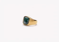 IX Studios smykker IX Studios Cushion Signet ring Green Marble DMN0282GDGRMA| Herresmykker|Ringe