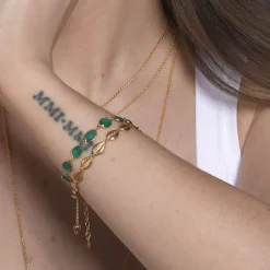 Izabel Camille smykker Izabel Camille Athena armbånd A3056GS-GREENONYX| Forgyldte Sølvsmykker|Armbånd