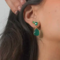 Izabel Camille smykker Izabel Camille Athena øreringe A1500GS-GREENONYX| Forgyldte Sølvsmykker|Øreringe