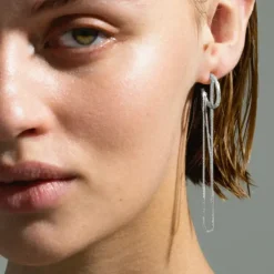 Jane Kønig smykker Jane Kønig Orbis Chain Hoop ørering OCH-SS25-S| Sølvsmykker|Øreringe
