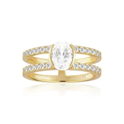 Sif Jakobs Jewellery Sif Jakobs Ellisse Carezza Piccolo ring SJ-R2357-CZ-YG| Ringe|Forgyldte Sølvsmykker